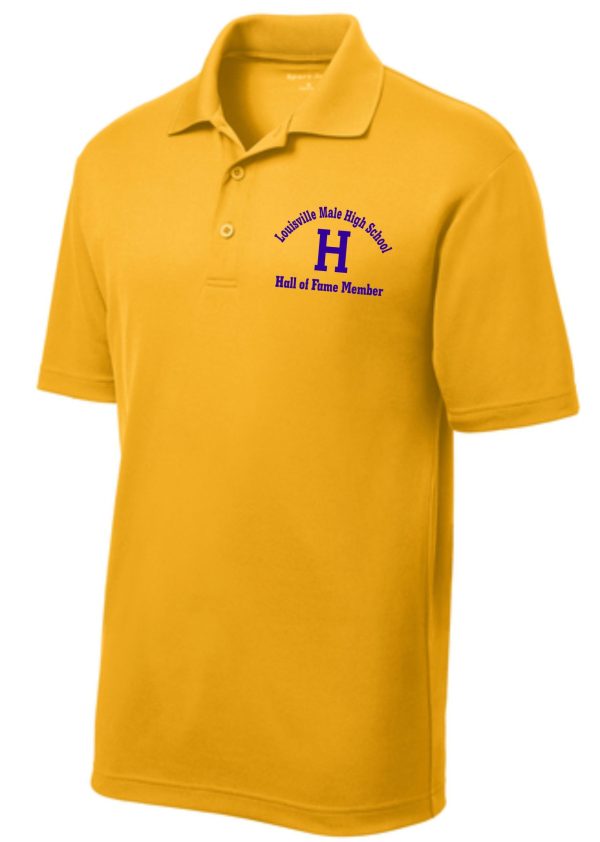 Yellow polo shirt with Hall of Fame logo.