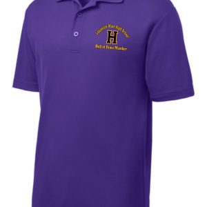 Purple polo shirt with Louisville Male High School Hall of Fame logo.