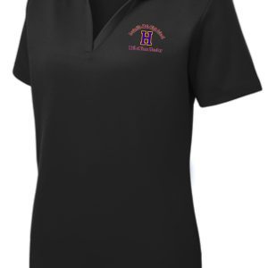 Black polo shirt with Louisville Male High School logo.