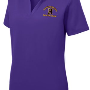 Purple polo shirt with Hall of Fame logo.