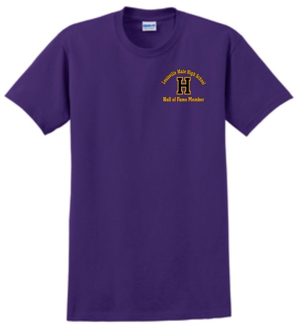 Purple T-shirt with Hall of Fame logo.