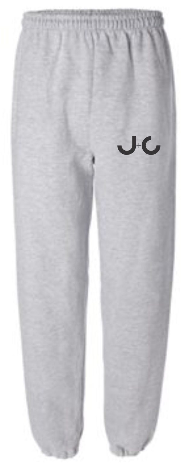 Gray sweatpants with J+C logo.