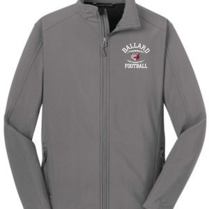 Ballard Football full zip soft shell Jacket J317 with "ballard football" logo embroidered on the left chest, displayed against a plain background.