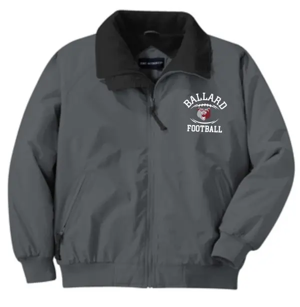 Ballard Football Challenger Jacket J754 with featuring a zip front and a fleece collar.