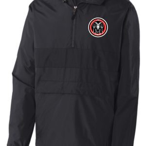 Manual Lady Crimson Soccer Zippered Anorak Rain Jacket JST65 with a red and white circular logo on the left chest, displayed on a plain background.