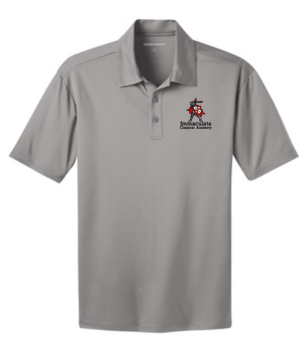 Immaculata Mens Gusty Gray embroidered polo K540 with "immaculata" logo on the left chest.