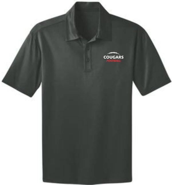 Dark gray polo shirt with Cougars Football logo.