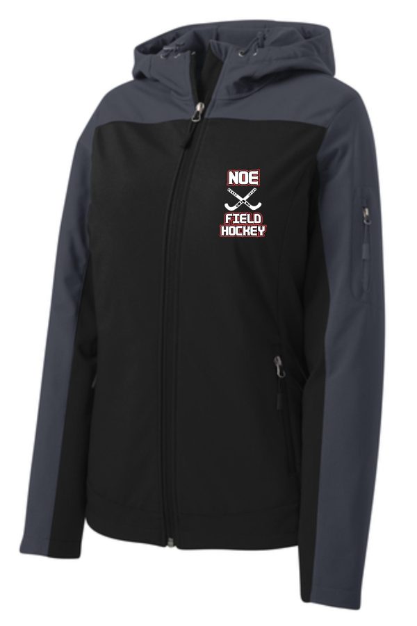 Black and gray hooded field hockey jacket.