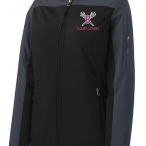 Ballard Lacrosse LADIES Hooded soft shell Jacket L335 with a zipper, featuring the "ballard lacrosse" logo on the left chest area.