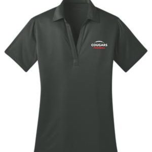 Black women's Cougars football polo shirt.