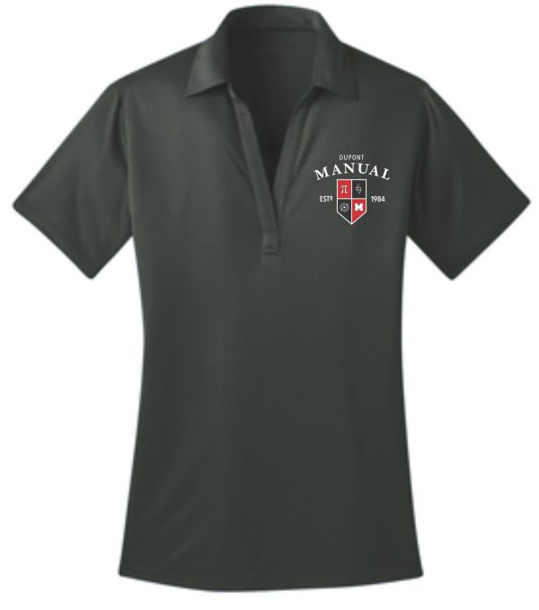 Dark green polo shirt with Manual logo.