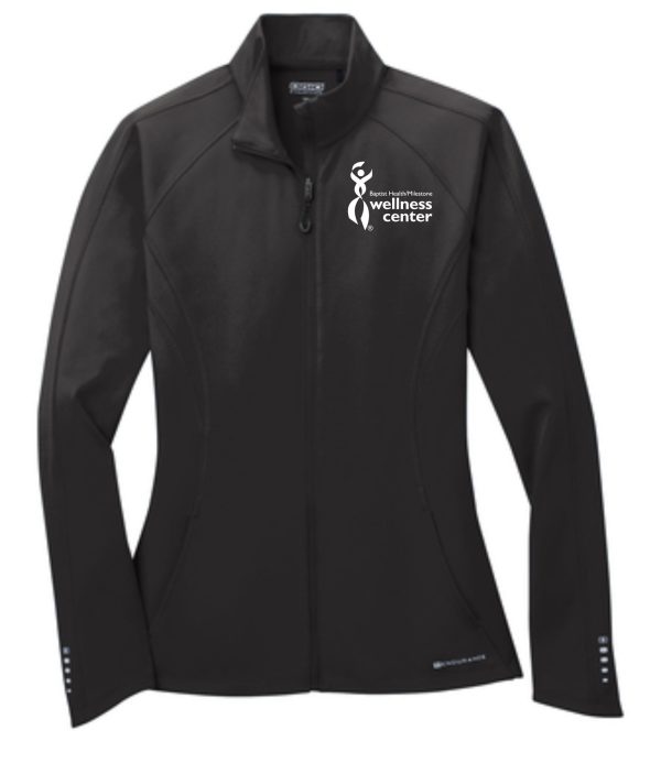 Black women's zippered jacket with logo.