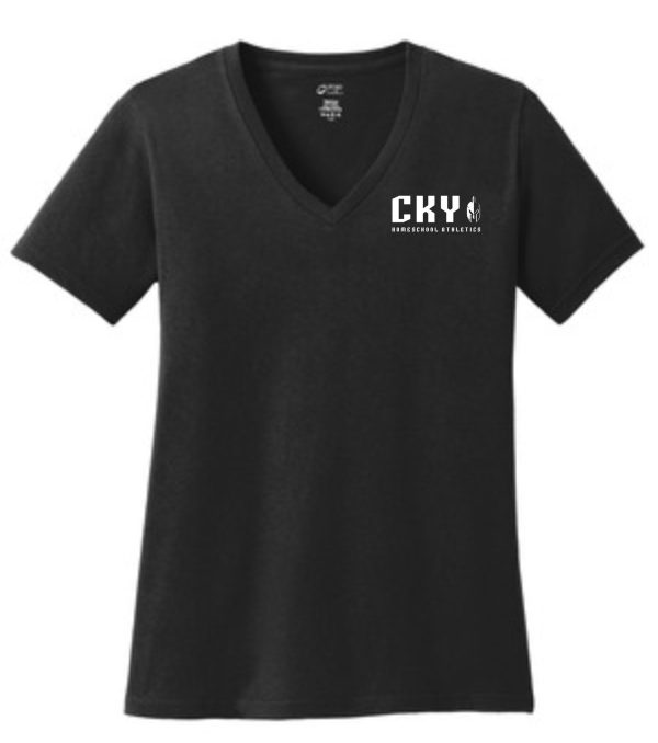 Black v-neck t-shirt with CKY logo.