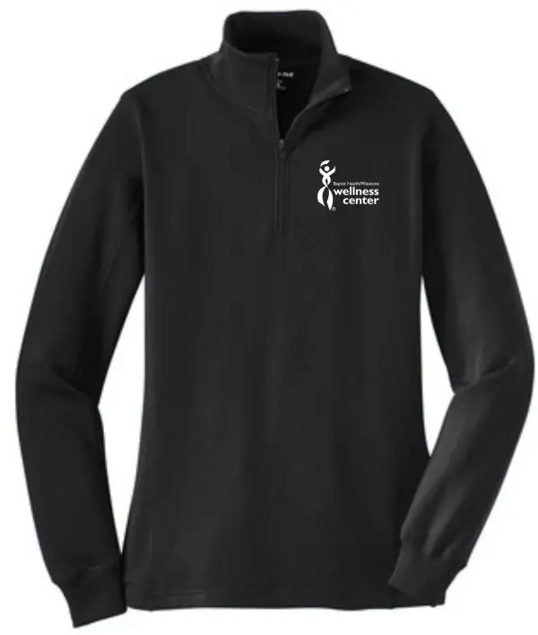 Black long-sleeved wellness center shirt