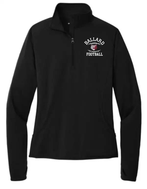 Black Ballard football team quarter-zip shirt.