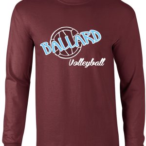 Ballard Volleyball spirit Long Sleeve T shirt with ball AppMethodBeatG2400 features a volleyball and text in a circular design.