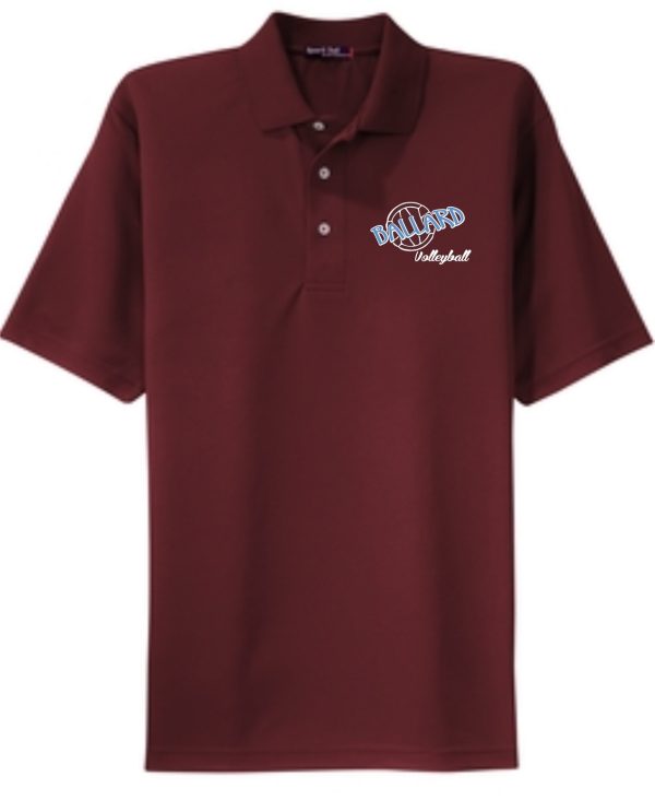 A Ballard Volleyball spirit Dri-Mesh Mens polo K469 with a "ballard volleyball" logo embroidered on the left chest area.