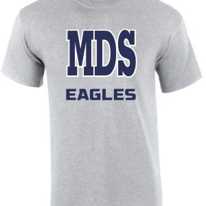 Meredith-Dunn gray t with MDS Eagles G8000 with the words "mds eagles" in large blue letters on the front.
