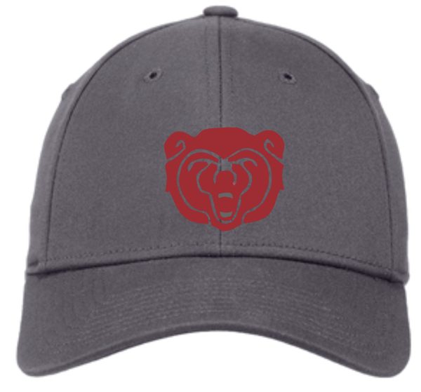 Ballard Lacrosse New Era stretch cap NE1000 featuring a red outline of a bear's face on the front.