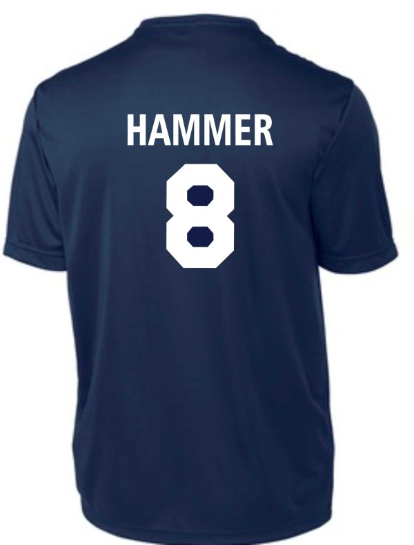 Navy blue jersey with "Hammer" and "8" on the back.