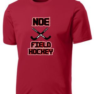 Red t-shirt with "Noe Field Hockey" logo.