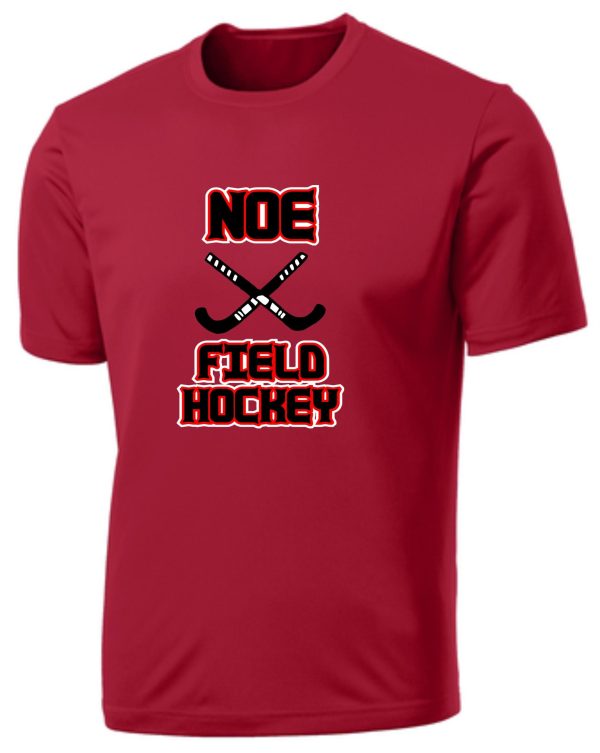 Red t-shirt with "Noe Field Hockey" logo.