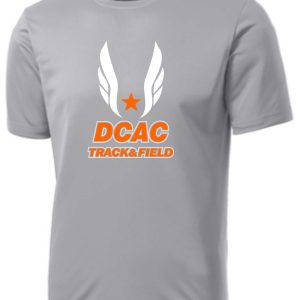 Gray t-shirt with "Derby City AC PC380 Silver" logo featuring orange text and white winged design on the chest.