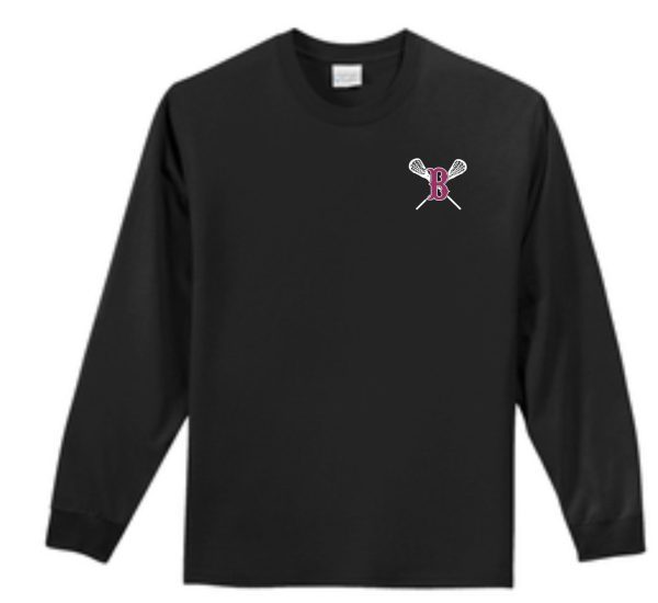 Ballard LAX Essential long sleeve tshirt PC61LS with a small pink and white logo featuring the letter 'b' and crossed golf clubs on the left chest.