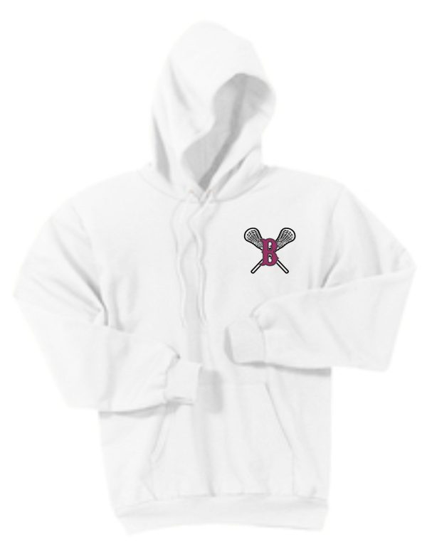 Ballard LAX Essential fleece PC90H with a graphic of two crossed ping pong paddles and a ball on the front, displayed against a plain background.