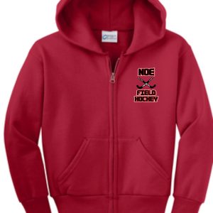 Red field hockey zip-up hoodie