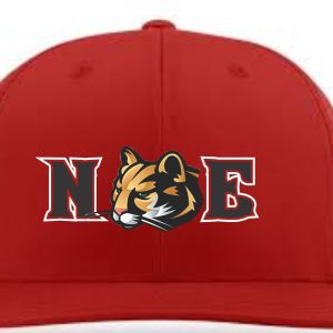 Red hat with "NE" and a cougar mascot.