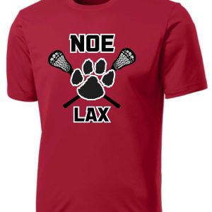 Red t-shirt with lacrosse design