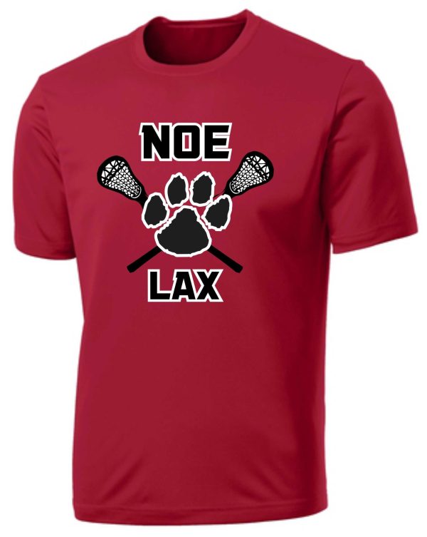 Red t-shirt with lacrosse design