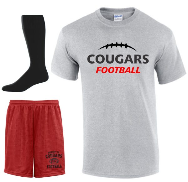 Cougar football uniform with socks and shorts.