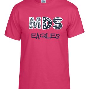 Meredith-Dunn Heliconia Pink Ladies MDS Tshirt G200L with the text "mds eagles" in bold, stylized white and black lettering.
