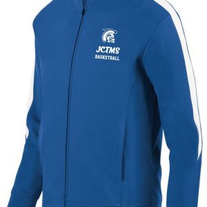 Blue and white zip-up JCTMS Basketball ROYAL BLUE Medalist Warm up jacket with "jctms basketball" logo on the left chest.