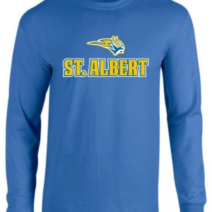 Blue long-sleeve shirt with St. Albert logo.