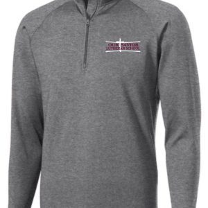 Gray OSLS Mens 1/2 zip embroidered stretch pullover ST850 with "our savior lutheran school" logo embroidered on the left chest.