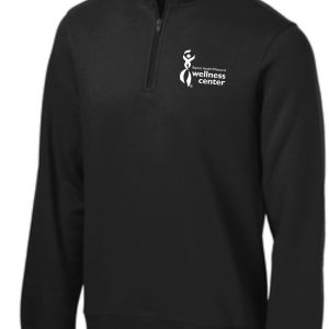 Black quarter zip sweatshirt with logo.