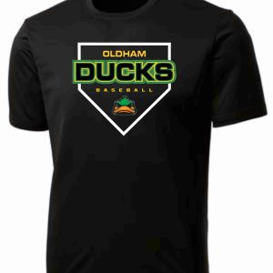 Black t-shirt with Oldham Ducks logo.