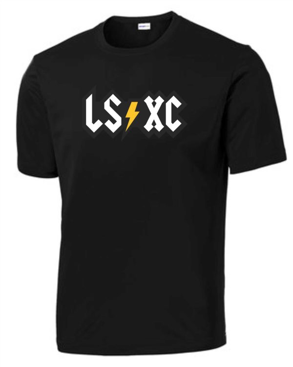 Black t-shirt with LS XC logo.