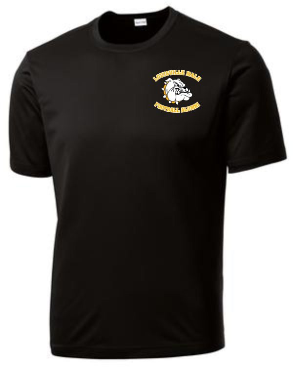 Black t-shirt with Louisville Male Football Alumni logo.