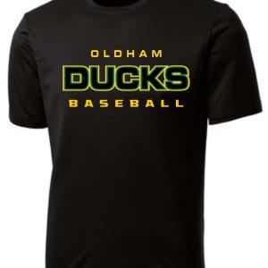 Black Oldham Ducks baseball t-shirt.