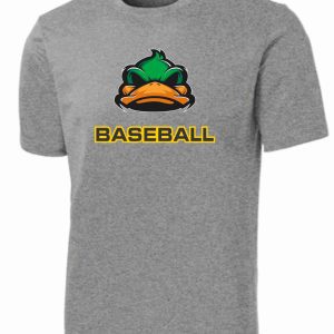 Gray baseball t-shirt with duck mascot.