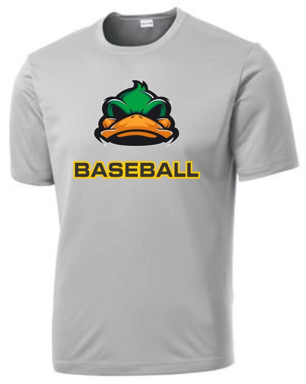 Gray t-shirt with a duck and "baseball"