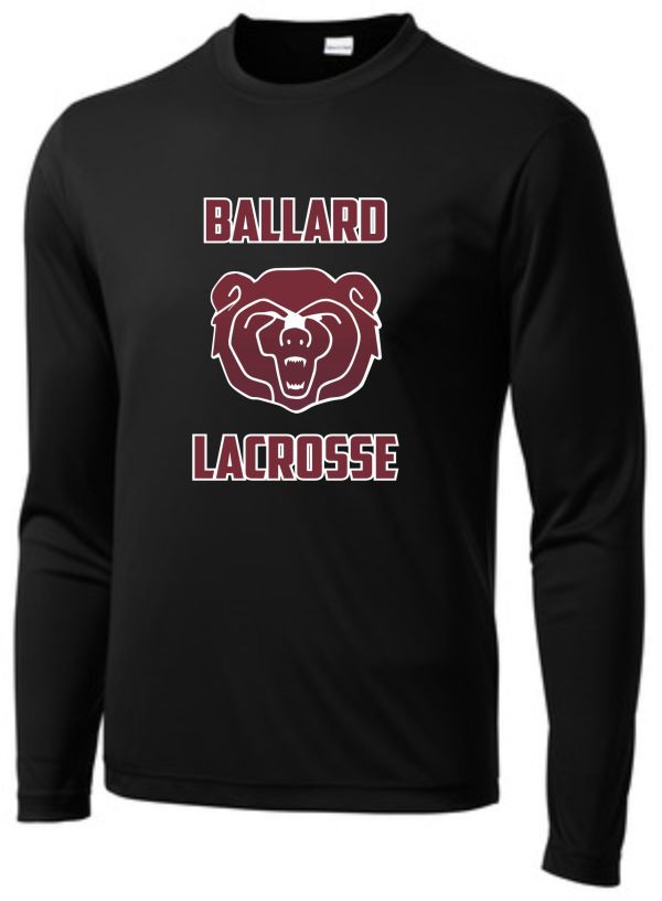 Black long-sleeve shirt with Ballard Lacrosse logo.