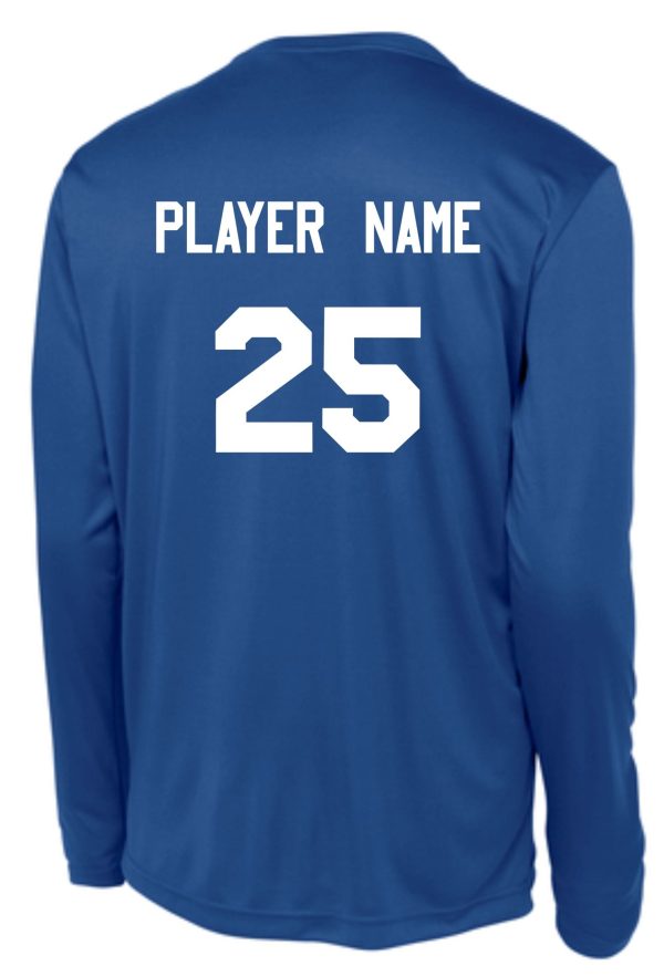 Blue CEC Girls Basketball Ball design Royal moisture wick ST350LS sports jersey with "player name" text and number "25" on the back.