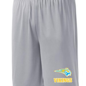 Gray athletic shorts with Vikings logo.