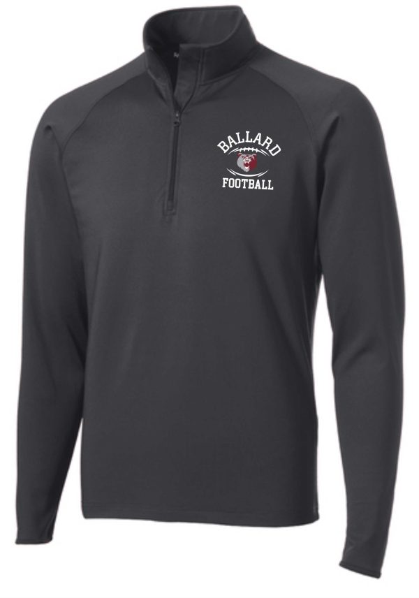 Ballard Football Mens 1/2 zip pullover ST850 with "ballard football" logo on the left chest, featuring a football and helmet design.