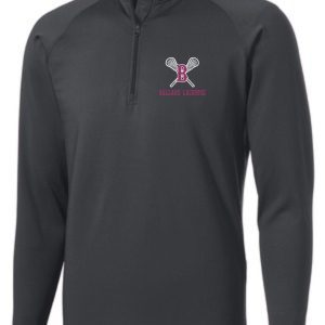 Gray Ballard Lacrosse Mens 1/2 zip pullover ST850 with a stylized 'b' logo on the left chest.